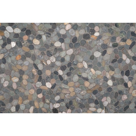 Sliced Rainforest Pebble 11.81 In. X 11.81 In. Tumbled Marble Mosaic Floor And Wall Tile, 10PK